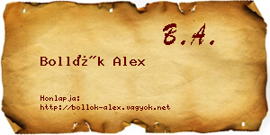 Bollók Alex névjegykártya